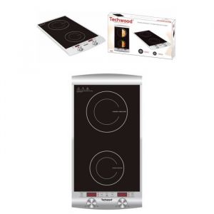 Techwood Double plaque à induction Laquée 2900W Affichage température LED digitale Boutons tactile Minuterie et Tempe?rature pas cher