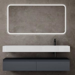 Mai&mai - Meuble de Salle de Bain Gris-noir Mat avec Lavabo Meuble sous Vasque 150x48x25cm Meuble Suspendu avec 2 Tiroirs