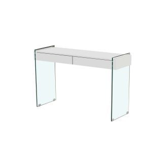 Console DKD Home Decor Verre Transparent Blanc 120 x 40 x 76 cm Bois MDF