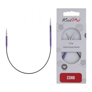 Knitpro K47057 Aiguilles circulaires Fixes, Métal, Zing, 25 cm x 3,75 mm