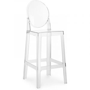 Privatefloor Tabouret de bar avec dossier - Design transparent - 65cm - Victoria Queen Transparent