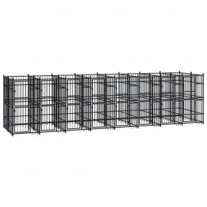 VidaXL Chenil d'extérieur pour chiens Acier 14,75 m²