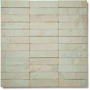 Zellige Marocain Artisanal - Vert Tilleul 2,5x10 cm - Mosa&iuml;que mur (vendu par plaque de 30x30 cm)