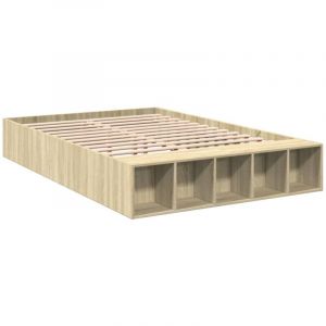 VidaXL Cadre de lit chêne sonoma 140x190 cm bois d'ingénierie, lit, lit double, lit de rangement, sommier, meubles de chambre, cadre de lit double