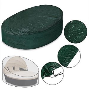 Deuba B&acirc;che de protection housse r&eacute;sistante verte Meubles de jardin Bain de soleil oval 229cm