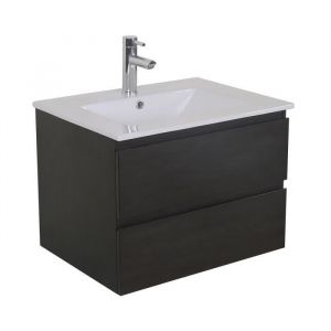 Meuble simple vasque 60cm sorrento D&eacute;cor ch&ecirc;ne carbonne + vasque - D&eacute;cor ch&ecirc;ne carbone