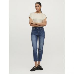 Vila Viellette S/S Satin Top/Su-Noos T-Shirt, Ciment, 66 Femme