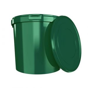 Seau rond en plastique avec couvercle - 10 l - Vert - Convient à un usage alimentaire, hermétique et stable - Seau vide avec poignée et couvercle - Convient pour les denrées alimentaires, la chimie,