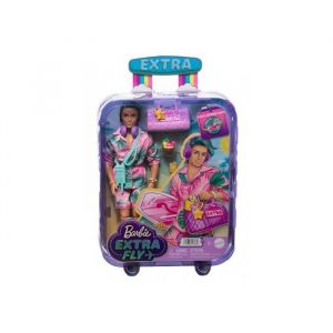 Mattel Coffret ken voyage tenue plage 15 accessoires - collection vacances extra fly - set poupee articulee et carte