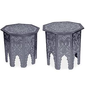 Image de Declikdeco Lot de 2 tables d'appoint Gris Fonc&eacute; DARIKA