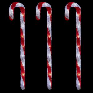 Décoration L ineuse 3 Cannes à Sucre 70cm Rouge