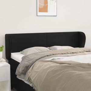 VidaXL Tête de lit avec oreilles Noir 147x23x78/88 cm Similicuir