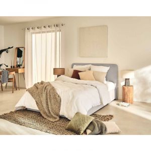 Goyave - lit coffre - 140x190 - en tissu - sommier inclus - Gris