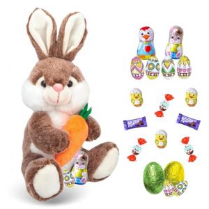 Image de Assortiment de 20 petits Chocolats de P&acirc;ques et sa Peluche Lapin: KINDER Schokobons, MILKA, Figurines et &OElig;ufs | Id&eacute;al &agrave; Offrir