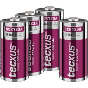 Tecxus Batterie RCR123 - 500 mAh, 4 pièces dans une boîte - batterie lithium-ion (Li-Ion), 3,2 V