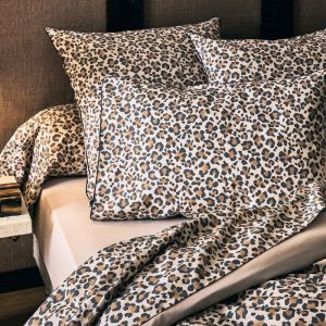 Tradilinge Taie de traversin percale de coton l&eacute;opard Beige 86x140 cm