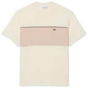 Lacoste T-shirt Colour-Block en coton &agrave; manches courtes beige - M