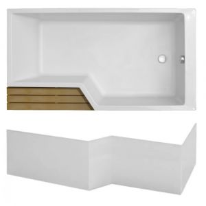 Jacob Delafon Pack baignoire bain douche antidérapante 170 x 90 Neo blanc mat version droite + tablier