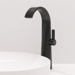 Steinberg Série 280 Mitigeur de lavabo, haut, commande latérale, sans garniture découlement, saillie 155mm, 2801700, Coloris: noir mat - 2801700S