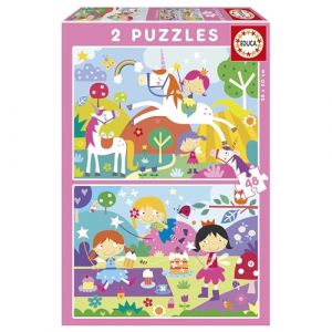 Educa Fantasy World. Ensemble de 2 Puzzles avec 48 pièces chacun composés de Grandes pièces Parfaitement finies pour Que sa Manipulation (19993) Soit Simple et sûre