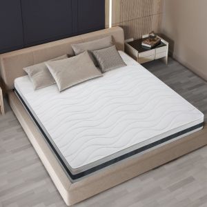 Matelas 135 x 190 en Waterfoam Hypoallergénique Hauteur 16 cm Rembourrage en ouate et revêtement en tissu 3D respirant, anti-acarien et antifongique