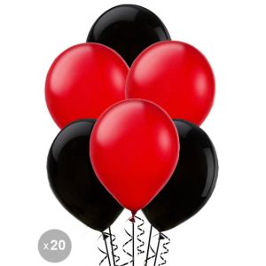 Image de 20 ballons rouges et noirs (30 cm)