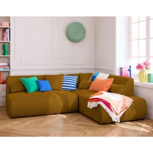 Onyx - canapé modulable d'angle droit 5 places - en tissu mailles 3D - Jaune
