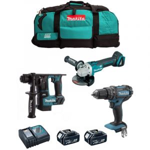 Makita Kit MK306 (DHP482 DHR171 DGA504 2 x 5,0 Ah DC18RC LXT600)