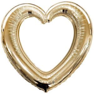 Ruedelafete Cadre PhotoBooth Gonflable COEUR 61x63cm, Or Coeur