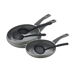 San Ignacio Poêles à frire en aluminium pressé Set de 3 poêles (20+24+28Cm) 6 pièces Vert