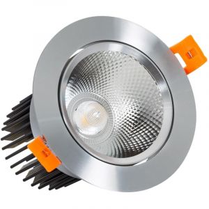 Spot Led Downlight Orientable Cob Rond 15w Argenté Cri90 Expert Color No Flicker Coupe Ø90mm Blanc Neutre 4000k 105 Mm