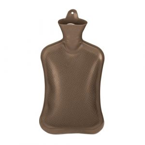 Relaxdays Bouillotte, 2 litres, sans Housse, Enfants & Adultes, Caoutchouc, chaufferette avec Bouchon à Visser, Marron