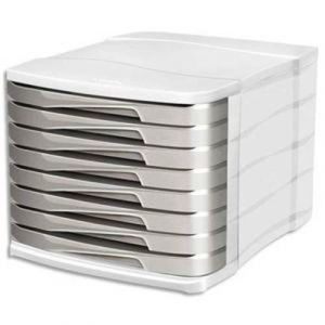 Visiodirect Module de classement Isis XtraStrong, 8 tiroirs - Dimensions : L38,6 x H24,6 x P29,2 cm, Taupe