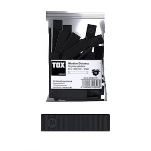 Tox Window Distance Cales de vitrage, cales d'espacement en plastique, charge admissible jusqu'à 3 tonnes, polypropylène, 24 x 100 x 6 mm, 1 sac, 50 pièces, 065600105