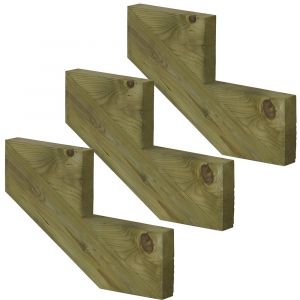 Pack 3 pi&egrave;ces - Limon bois autoclave - 2 marches - H 34cm