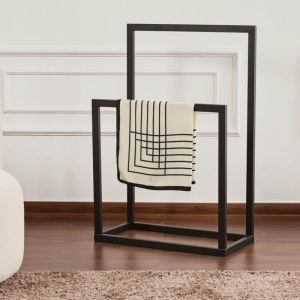 Pier Import - Porte-serviettes sur pied - 2 barres noires, style design sfax
