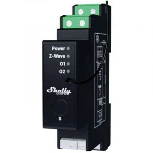 Shelly Qubino Wave Pro Shutter | Relais interrupteur pour volets roulants connect&eacute;s | 16A par canal | Montage rail DIN | Configuration SmartStart | Z-Wave Hub requis