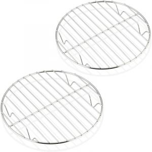 Lot de 2 grilles de refroidissement rondes en acier inoxydable - Pour cuisson à la vapeur - Diamètre : 19 cm - Saine et durable - Passe au