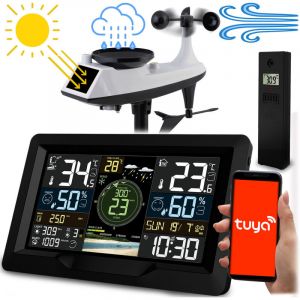 Berdsen Station m&eacute;t&eacute;o sans fil avec capteur de vent d'application mobile noir blanc