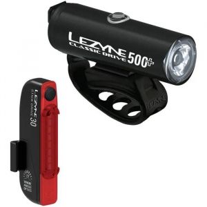 Lezyne Classic Drive 500+/Stick Drive Pair Satin Black Front 500 lm / Rear 30 lm Arri&egrave;re-Avant &Eacute;clairage de v&eacute;lo