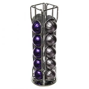 Universal Lot de 20 supports de dosettes de café Nespresso Vertuo Altissio à 4 rangées avec base rotative à 360° Argenté