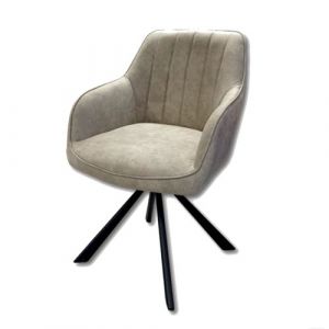 Chaise rotative Xara taupe pieds métal noir