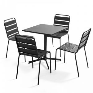 Oviala Ensemble table carrée inclinable (70 x 70 x 72 cm) + 4 chaises