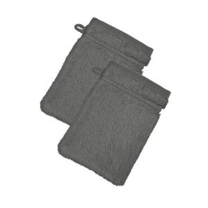 Lot de 2 gants de toilette COTON D'EGYPTE gris granit en coton