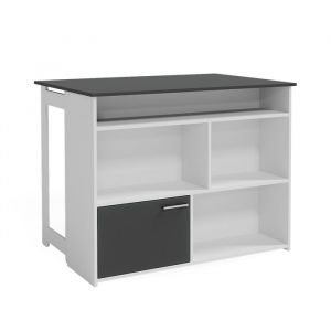 Table de bar Dominic, Anthracite/blanc, 116 x 37 cm 4x compartiments ouverts et 1x porte, Vicco