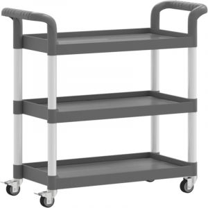 VidaXL Chariot à 3 niveaux gris 77x34x72 cm aluminium