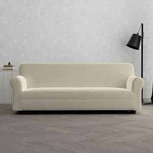 Nap Italian Bed Linen Housse de ca é élastique Dahlia, Crème, 3 Places