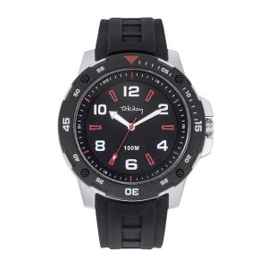 Tekday Montre homme - 656227 Bracelet Silicone Noir