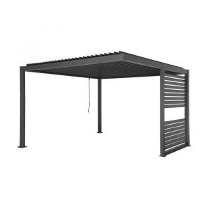 Pergola bioclimatique aluminium et acier anthracite lames orientables avec persienne int&eacute;gr&eacute;e 3.5x3.5m Palace