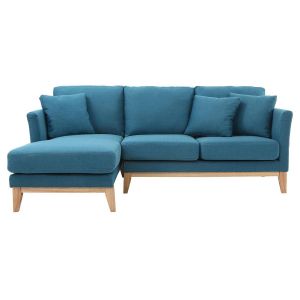 Miliboo Canapé d'angle gauche scandinave bleu canard déhoussable OSLO